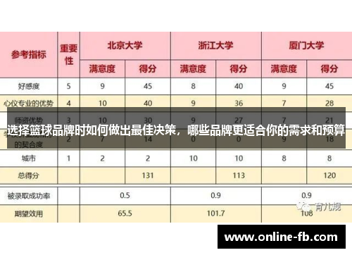 选择篮球品牌时如何做出最佳决策，哪些品牌更适合你的需求和预算